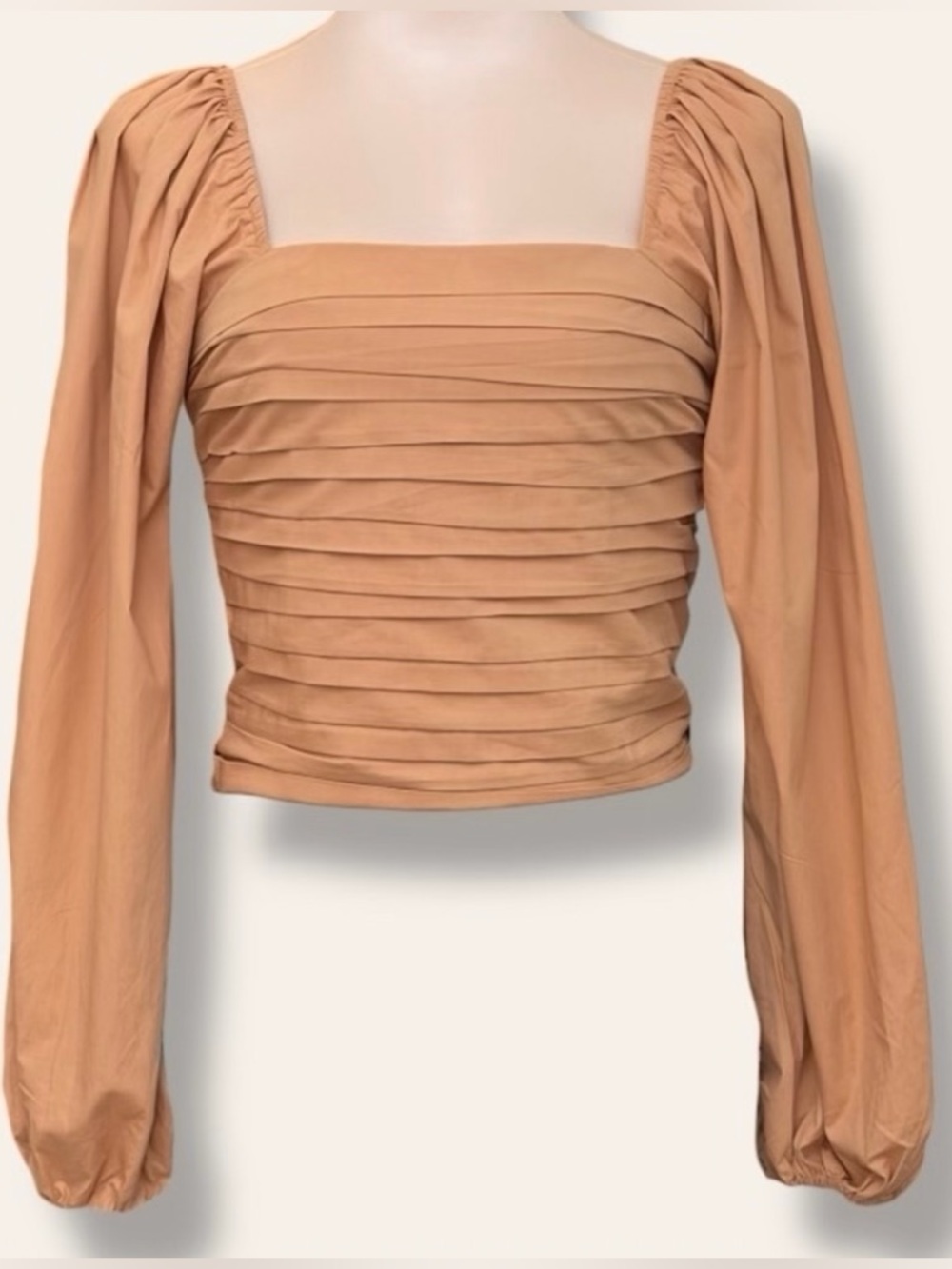 Abercrombie Smocked Square Neck Puff Sleeve Crop Top S Pink